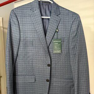Brand New L Ralph Lauren Blazer 40r Blue Patterned